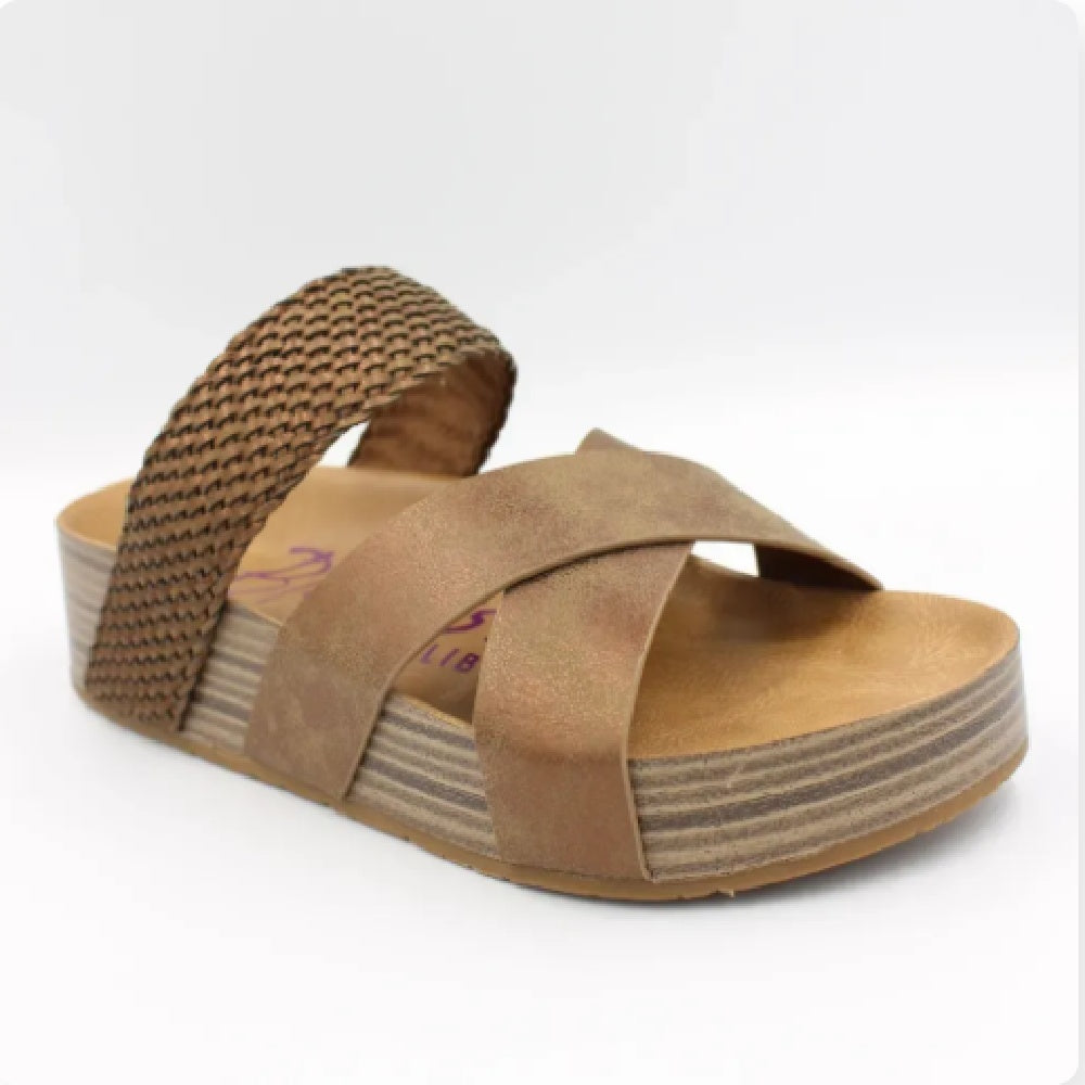 Sandales à brides tressées marron foncé