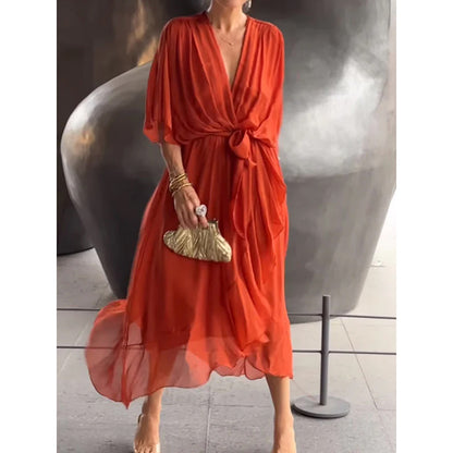 Éliana, robe longue à nouer