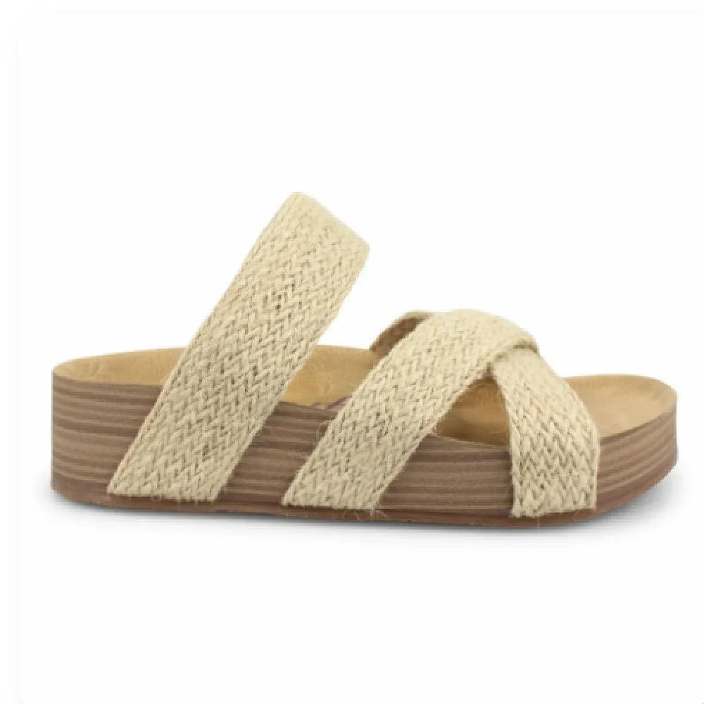 Sandale à brides tressées beige naturel