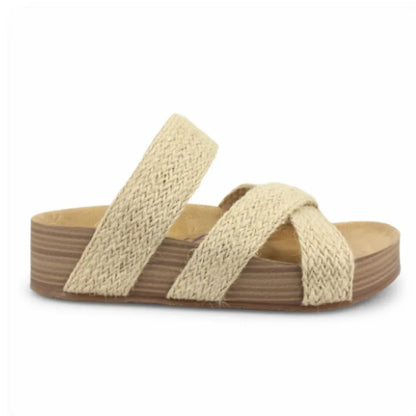 Sandale à brides tressées beige naturel