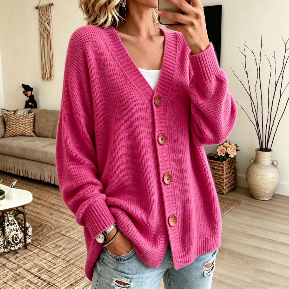 Margot — cardigan rose fuchsia, photo du produit 1