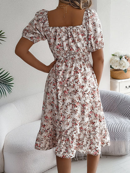Robe Camille blanche à fleurs roses, vue de dos