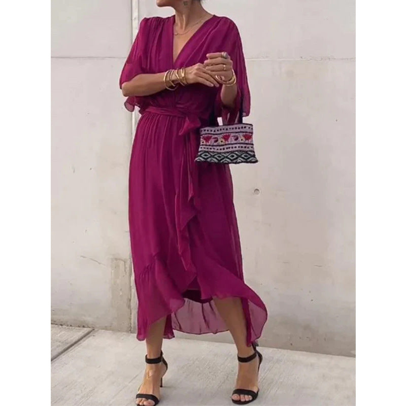 Robe Éliana coloris rouge violacé