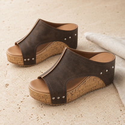 Clara — sandales plateforme marron vue studio