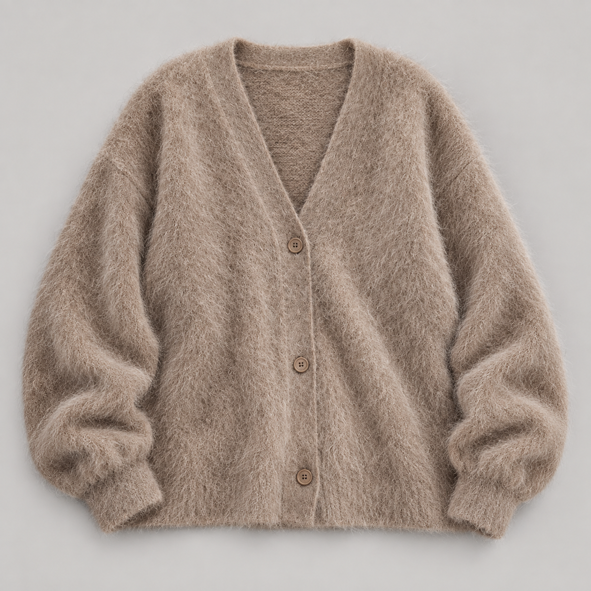 Élodie — cardigan taupe, vue du produit seul
